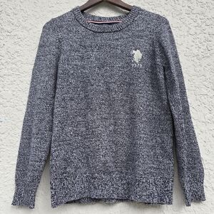 U.S. Polo Assn. Womans Gray Marled Flecked Crewneck Sweater Knit Pullover L